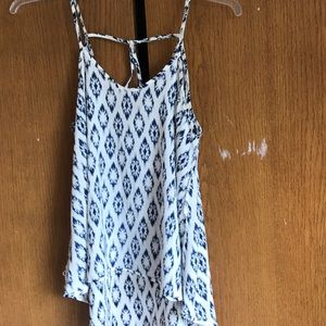 white strappy tank top with blue patterned
